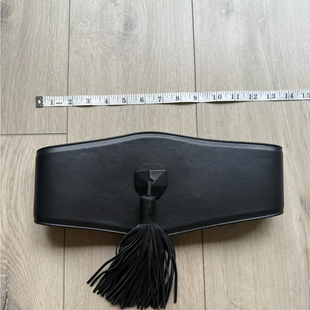 Saint Laurent Authentic Black Leather Waist Belt with Tassel. Size S - Picture 3 of 7